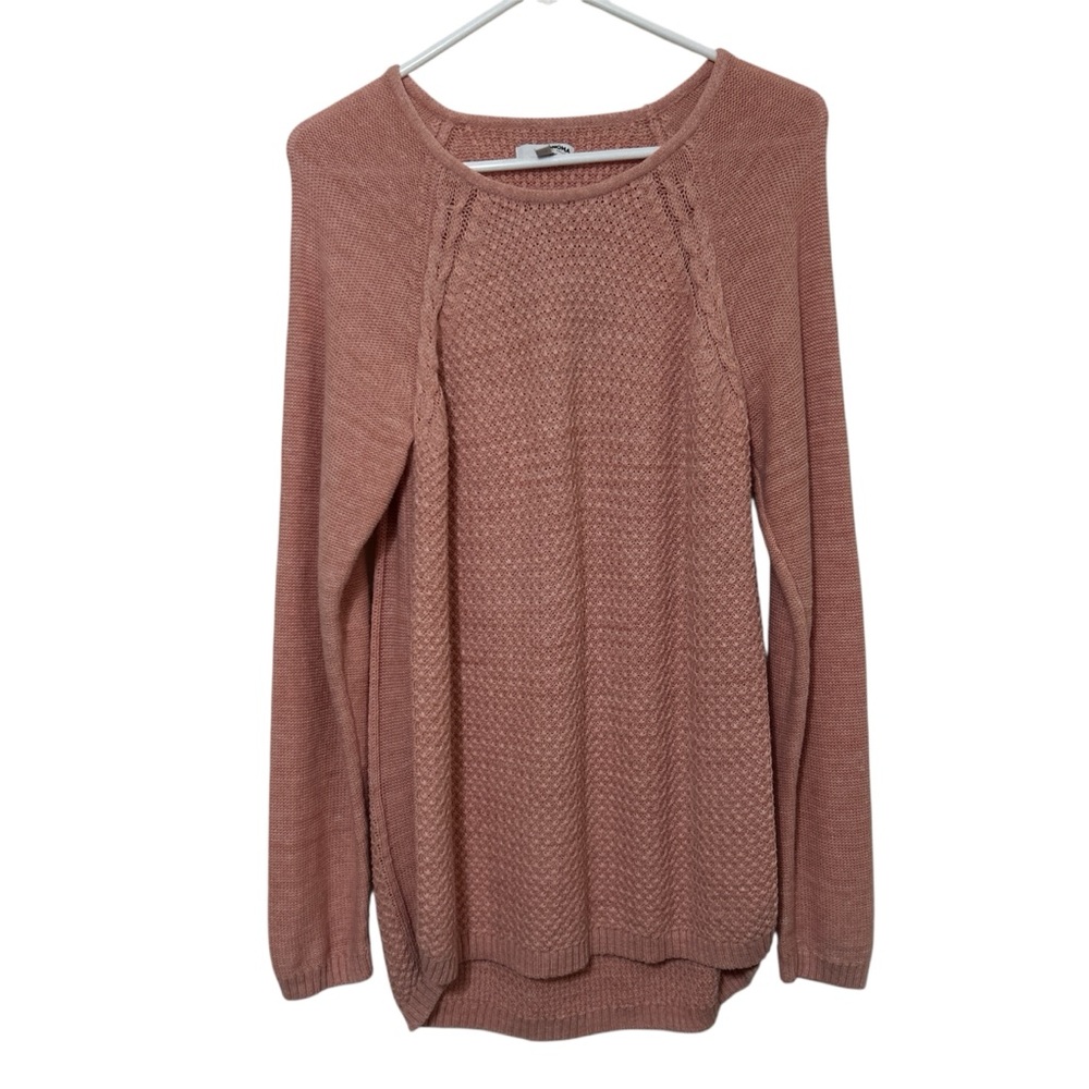 Sonoma Goods for Life Pink Cotton Blend Textured Tunic Sweater - Size L